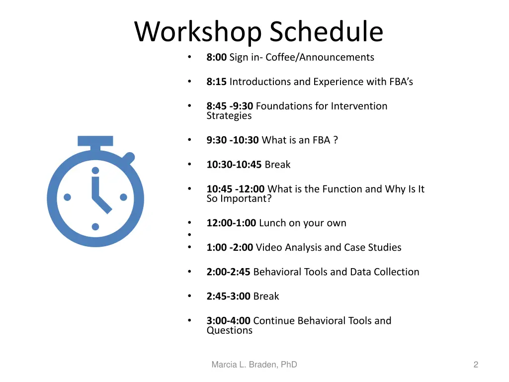 workshop schedule 8 00 sign in coffee