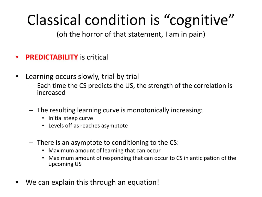 classical condition is cognitive oh the horror