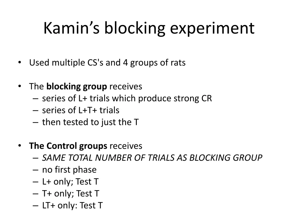 kamin s blocking experiment