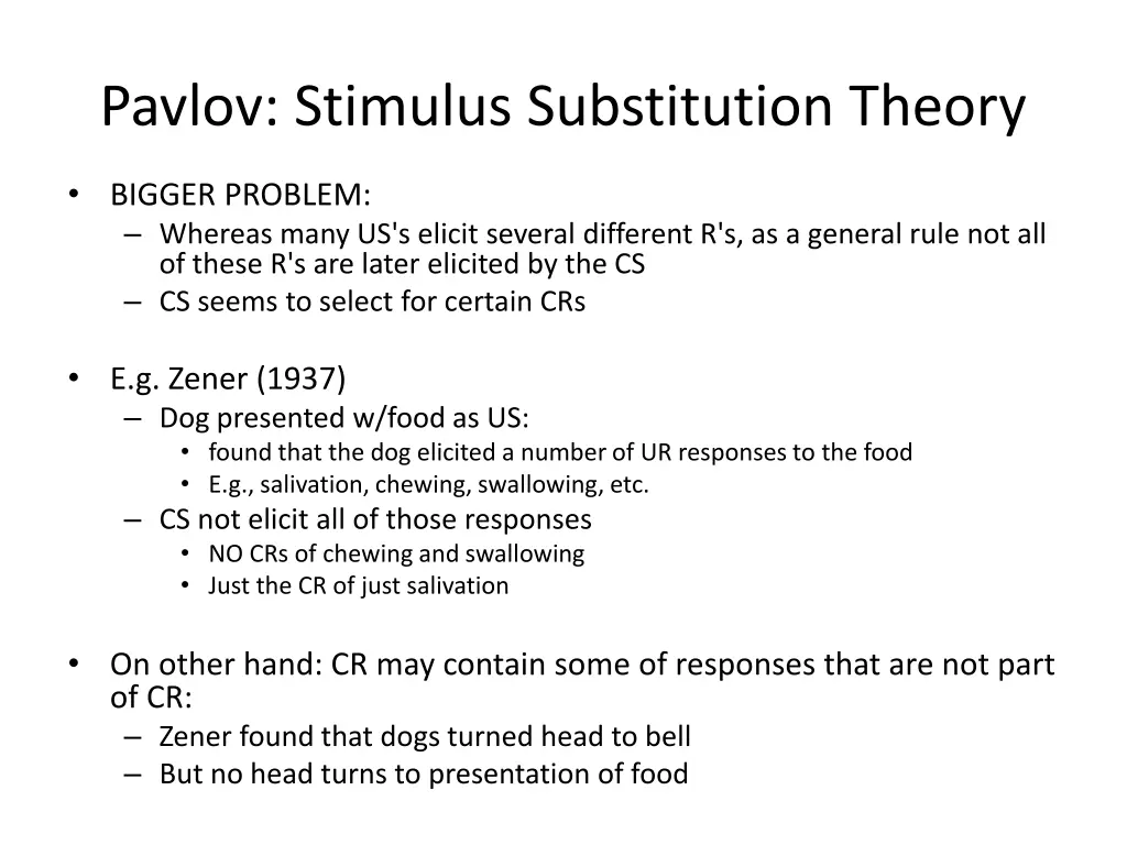 pavlov stimulus substitution theory 2