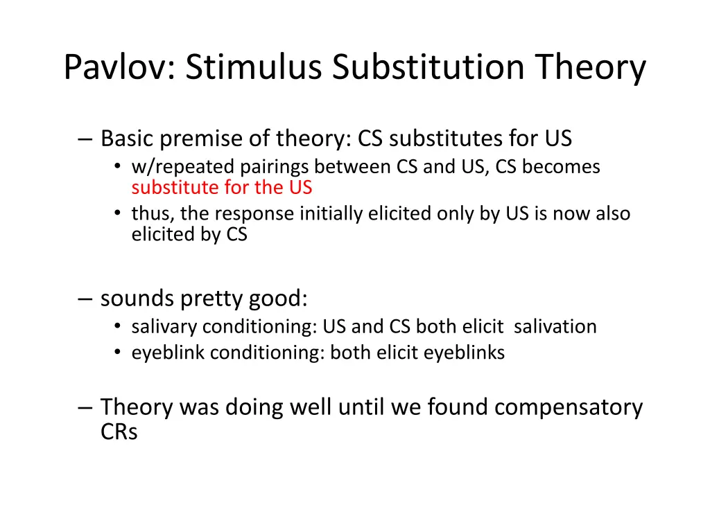 pavlov stimulus substitution theory