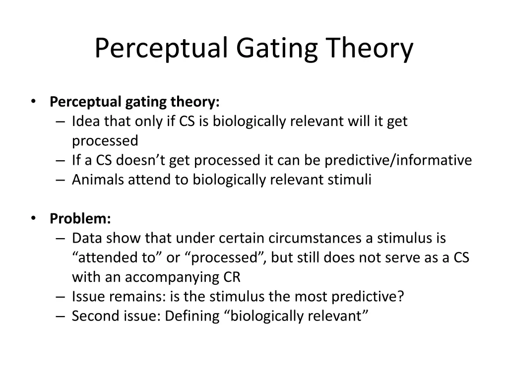 perceptual gating theory