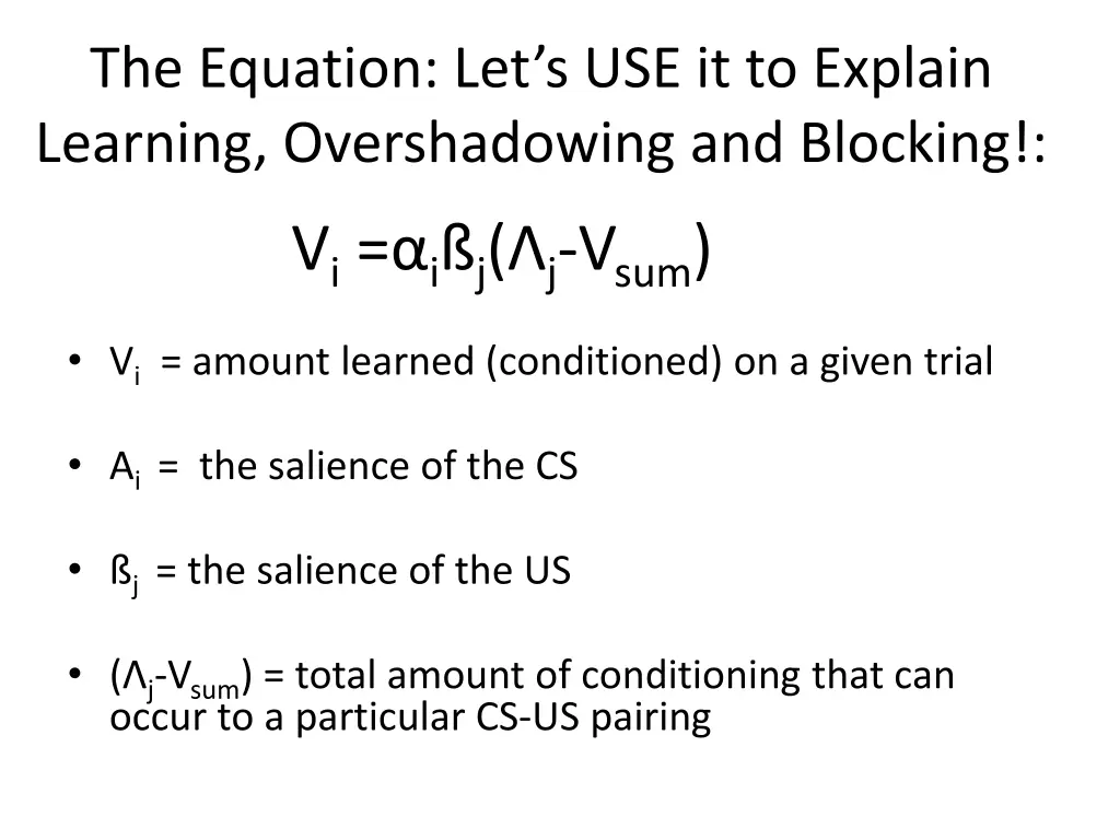 the equation let s use it to explain learning