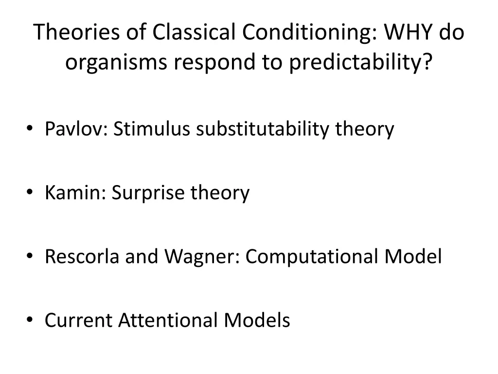 theories of classical conditioning 1