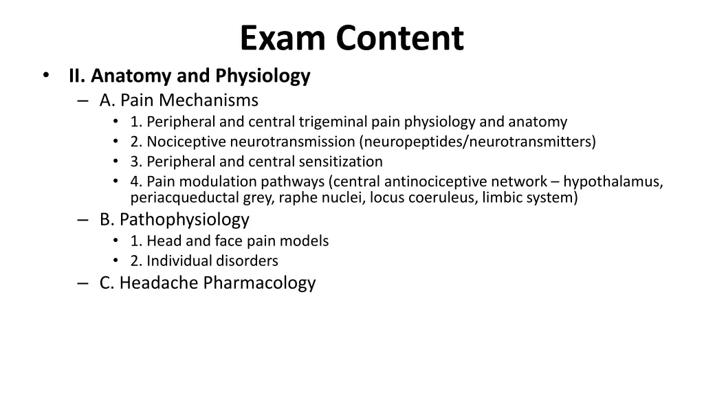 exam content 2