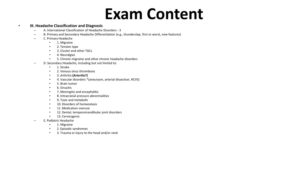 exam content 3