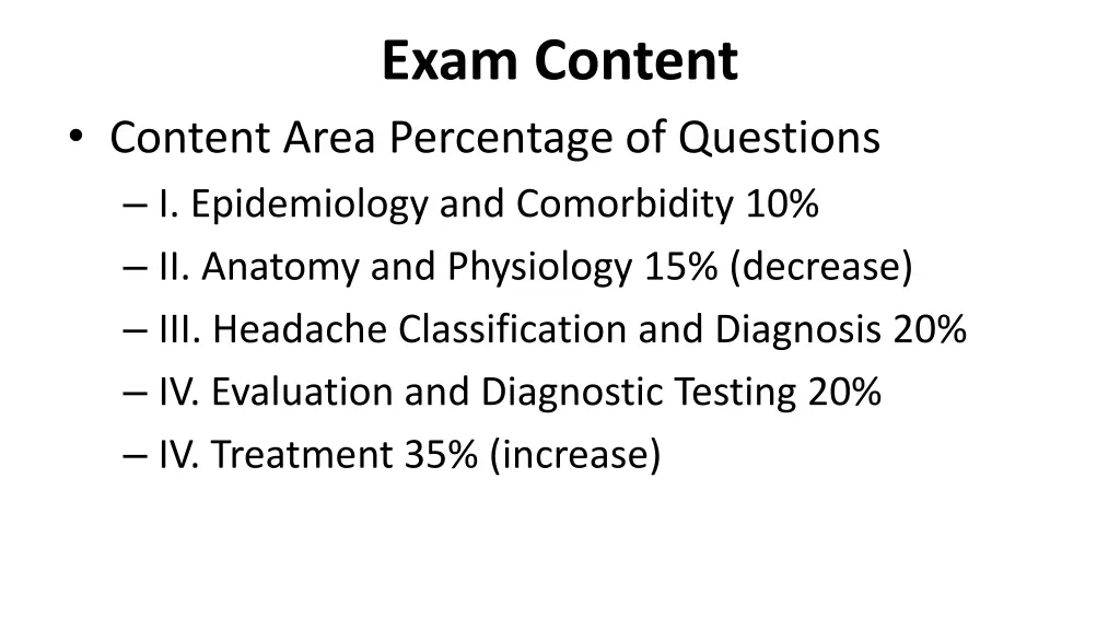 exam content