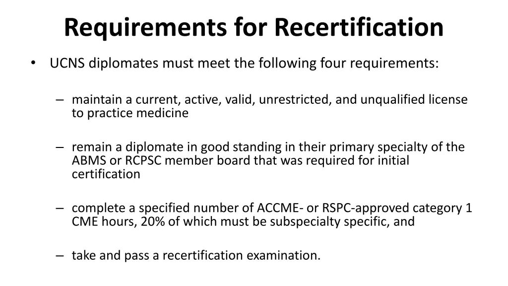 requirements for recertification