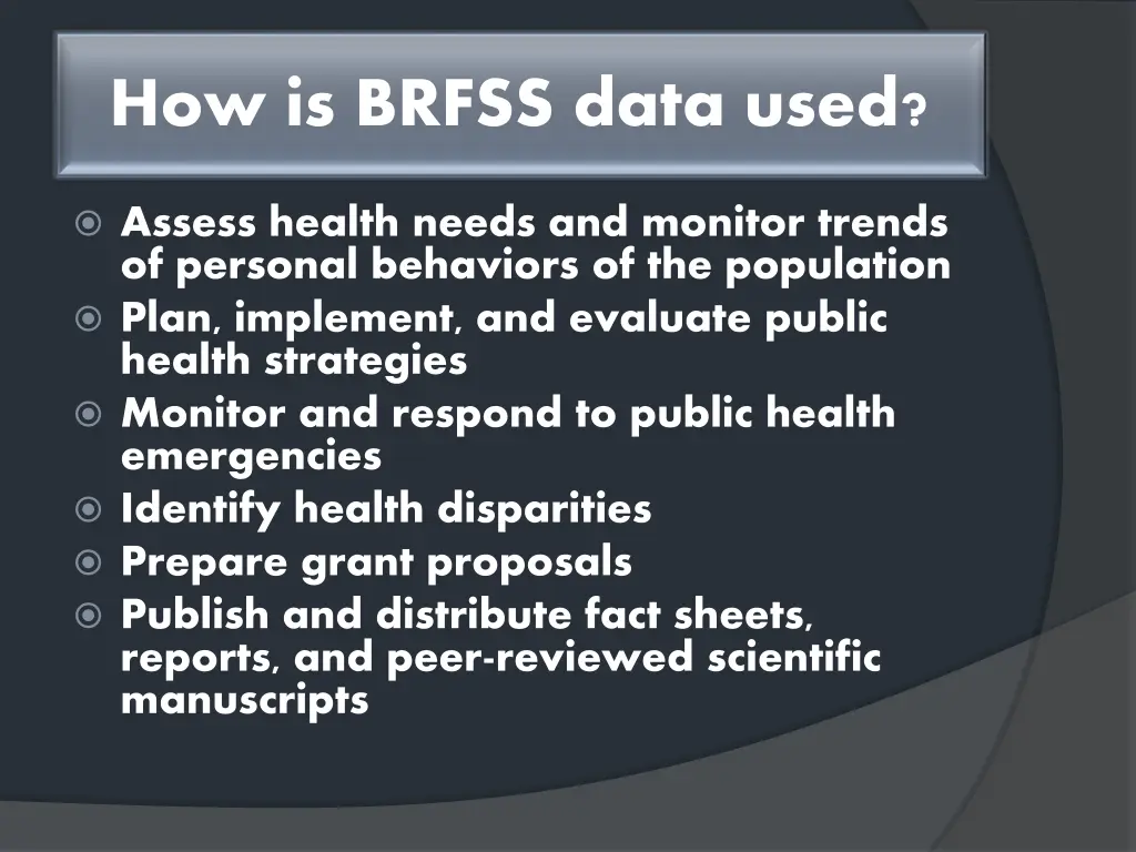 how is brfss data used