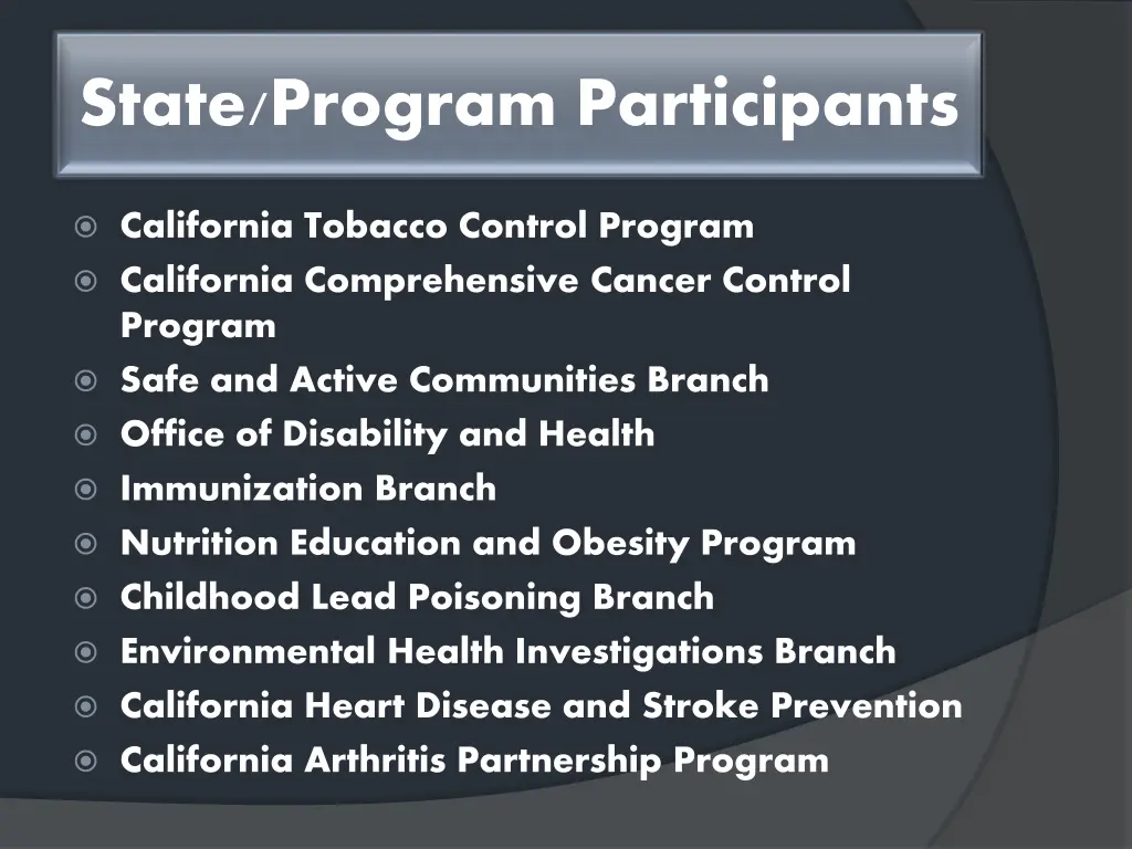 state program participants