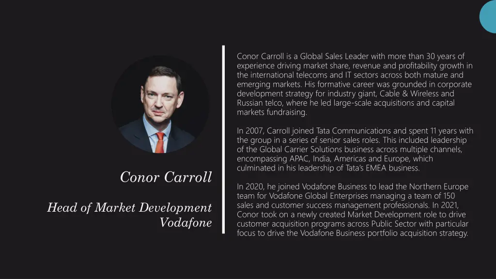 conor carroll is a global sales leader with more