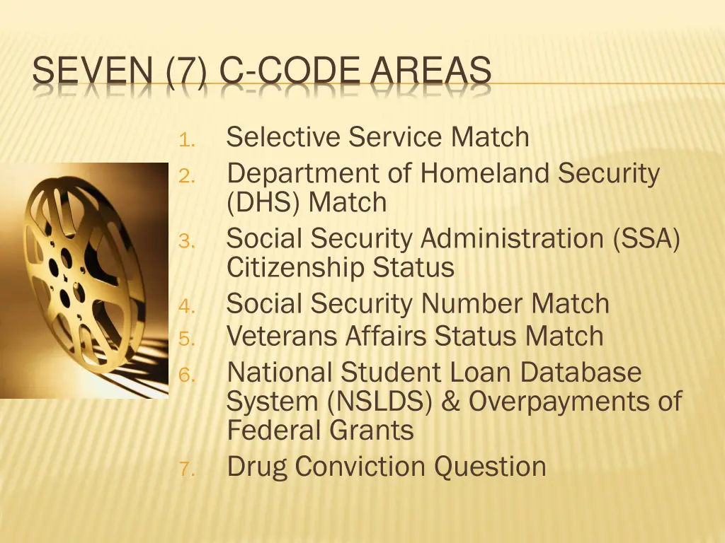 seven 7 c code areas