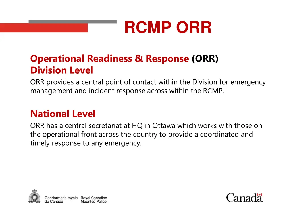 rcmp orr