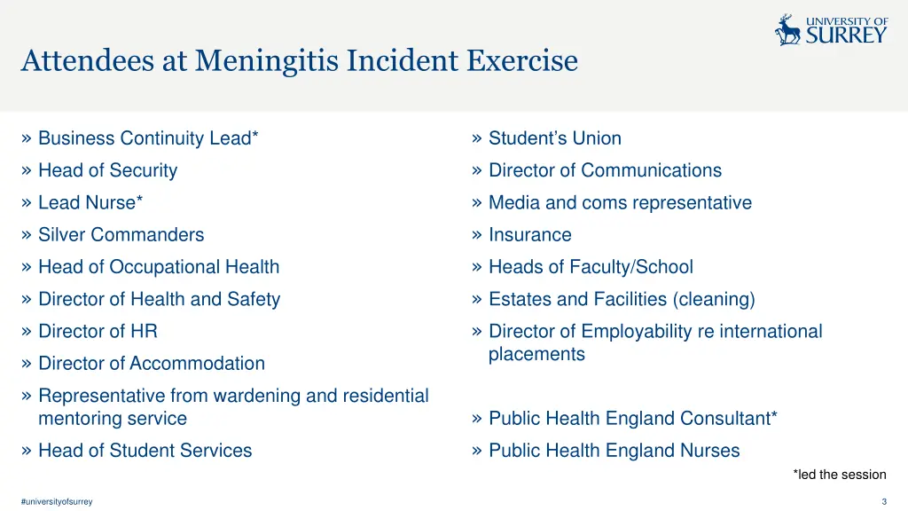 attendees at meningitis incident exercise