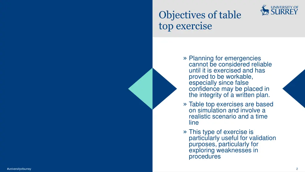 objectives of table top exercise