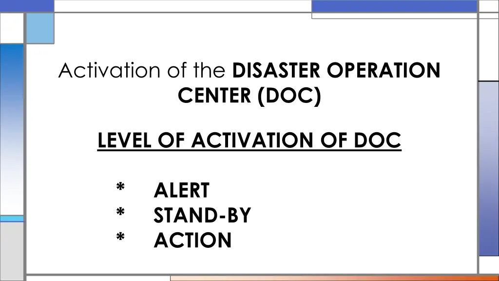 activation of the disaster operation center doc