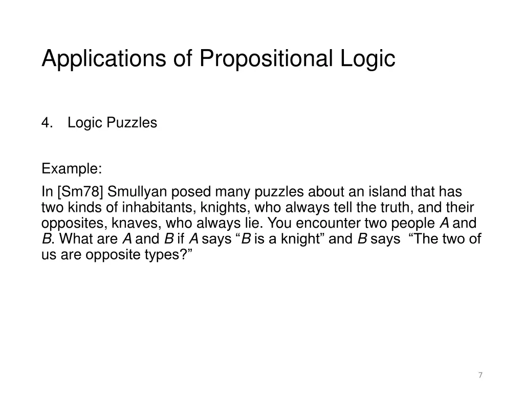 applications of propositional logic 5