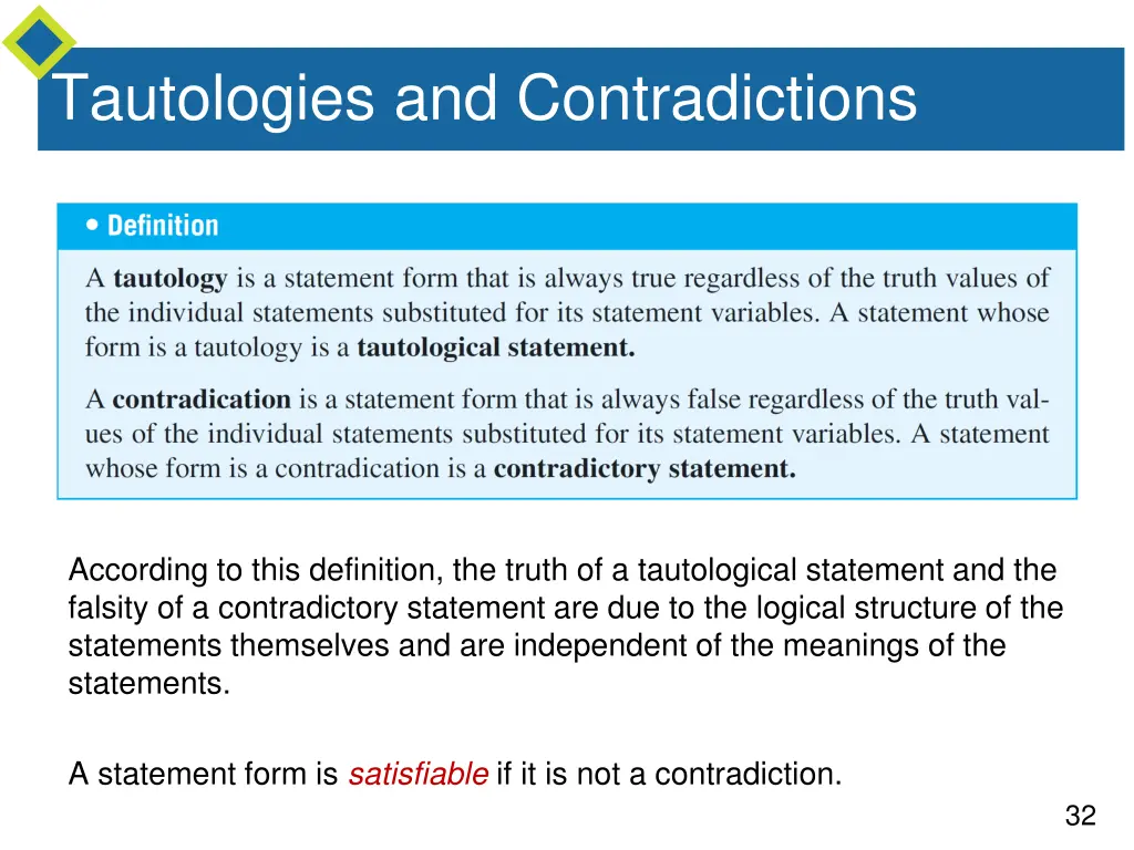 tautologies and contradictions