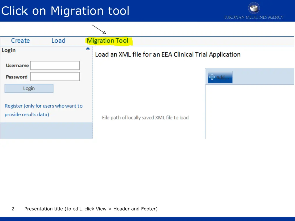 click on migration tool