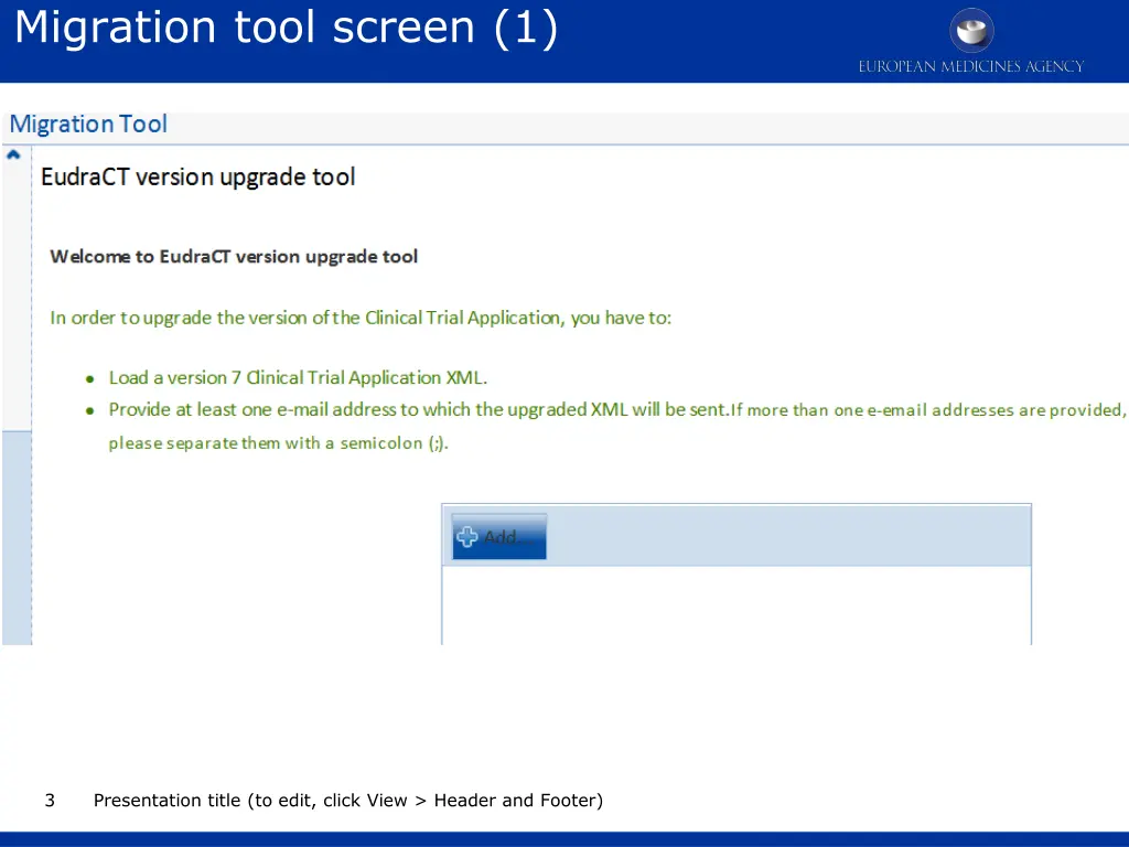 migration tool screen 1