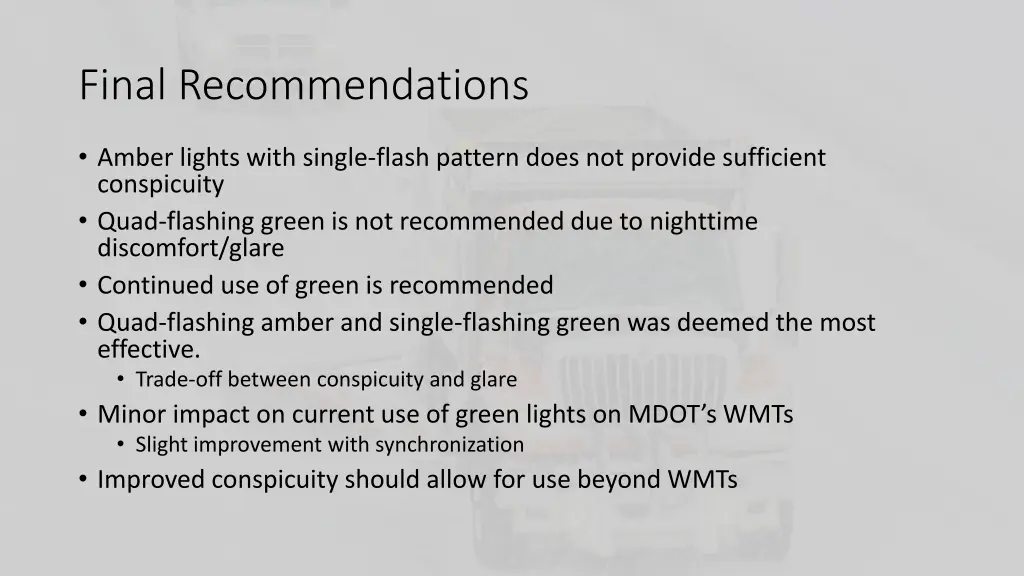 final recommendations