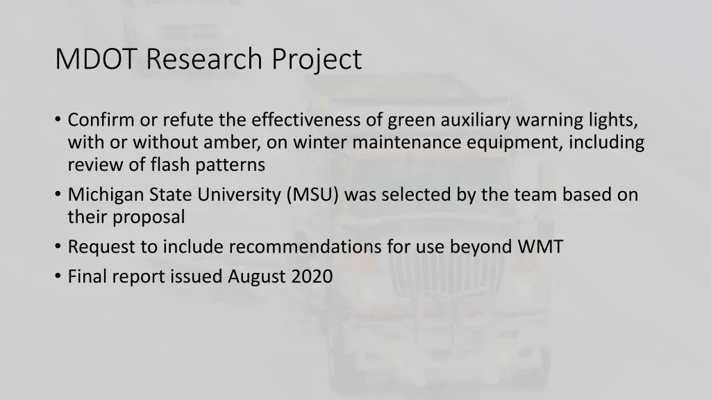 mdot research project