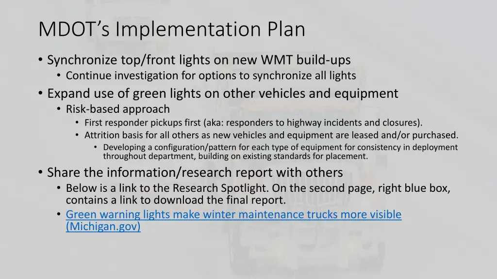 mdot s implementation plan