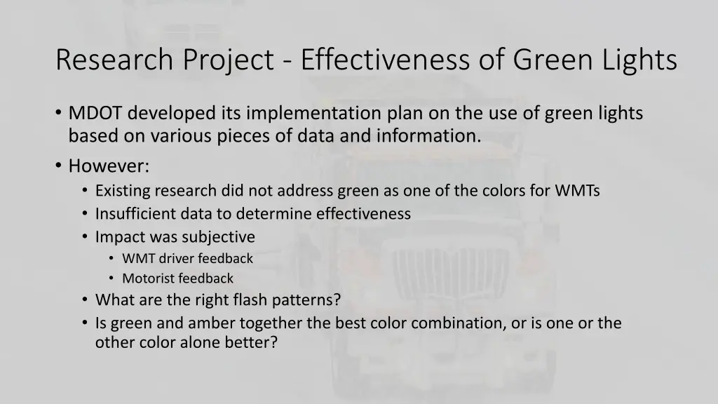 research project effectiveness of green lights