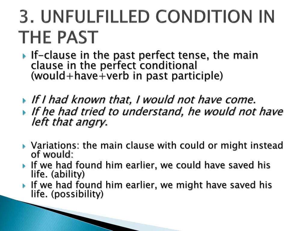 if clause in the past perfect tense the main