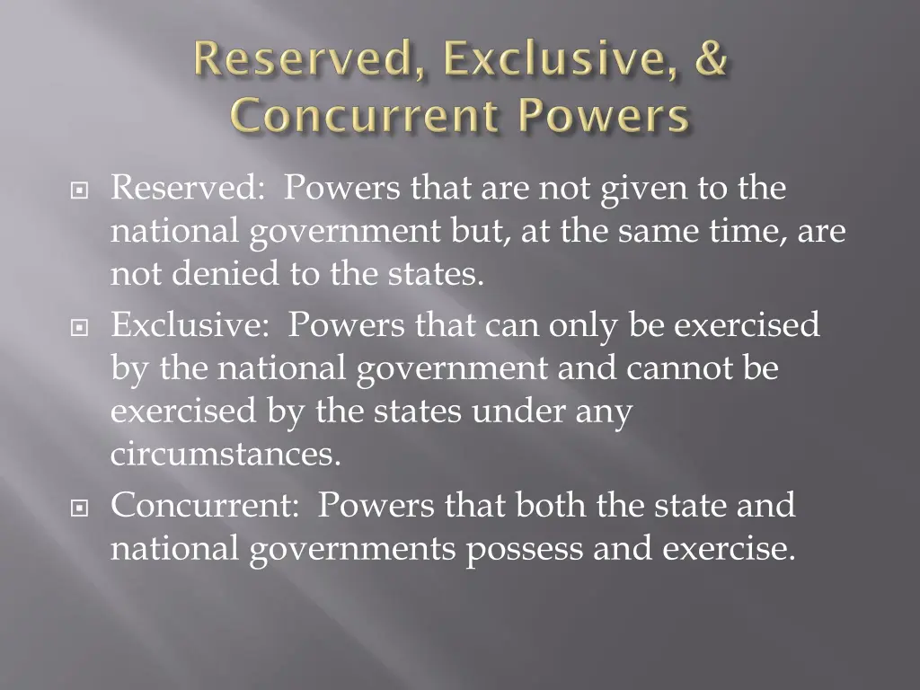 reserved powers that are not given