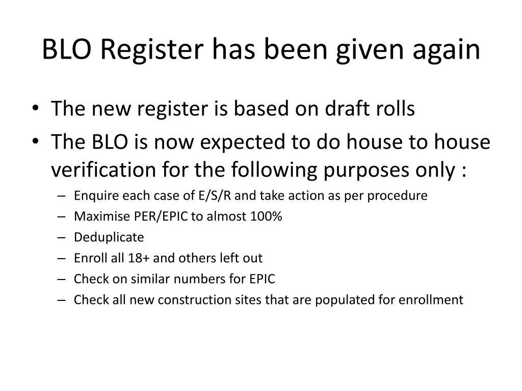 blo register has been given again