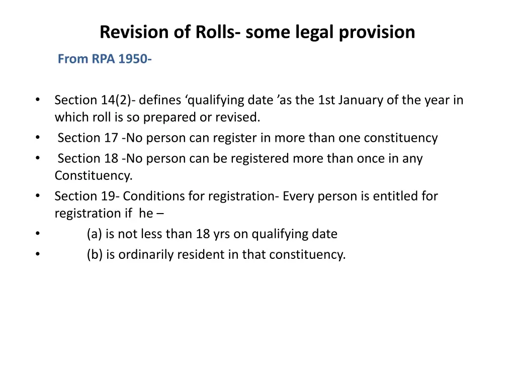 revision of rolls some legal provision