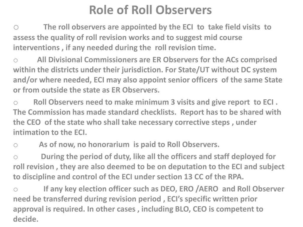 role of roll observers