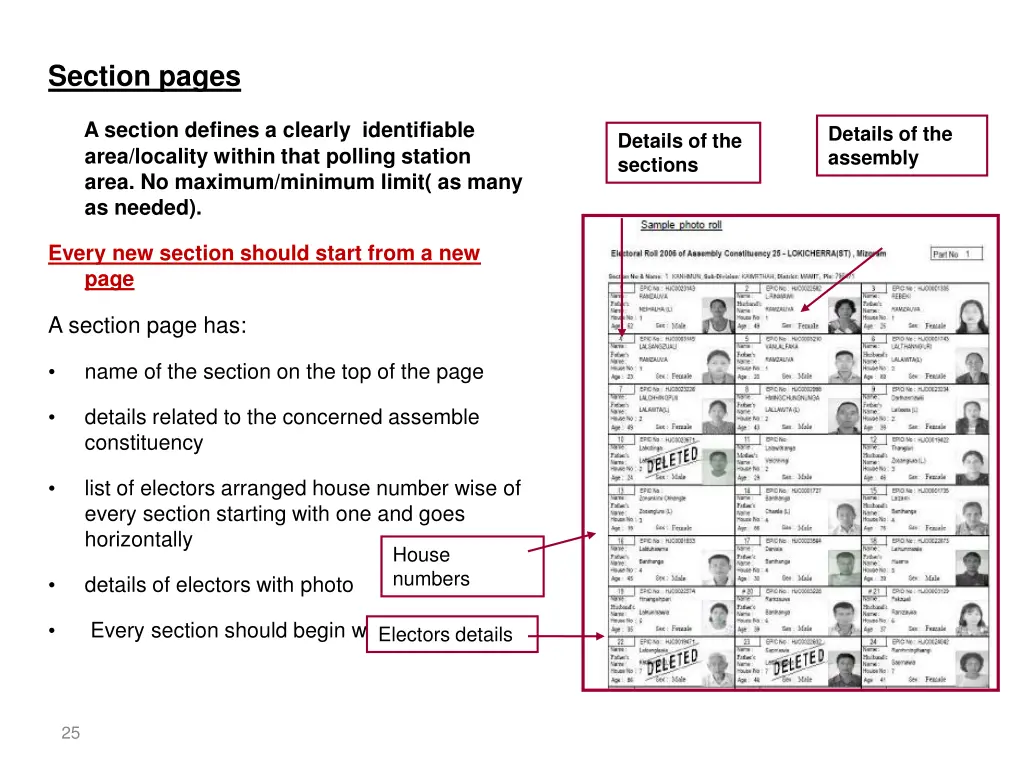 section pages