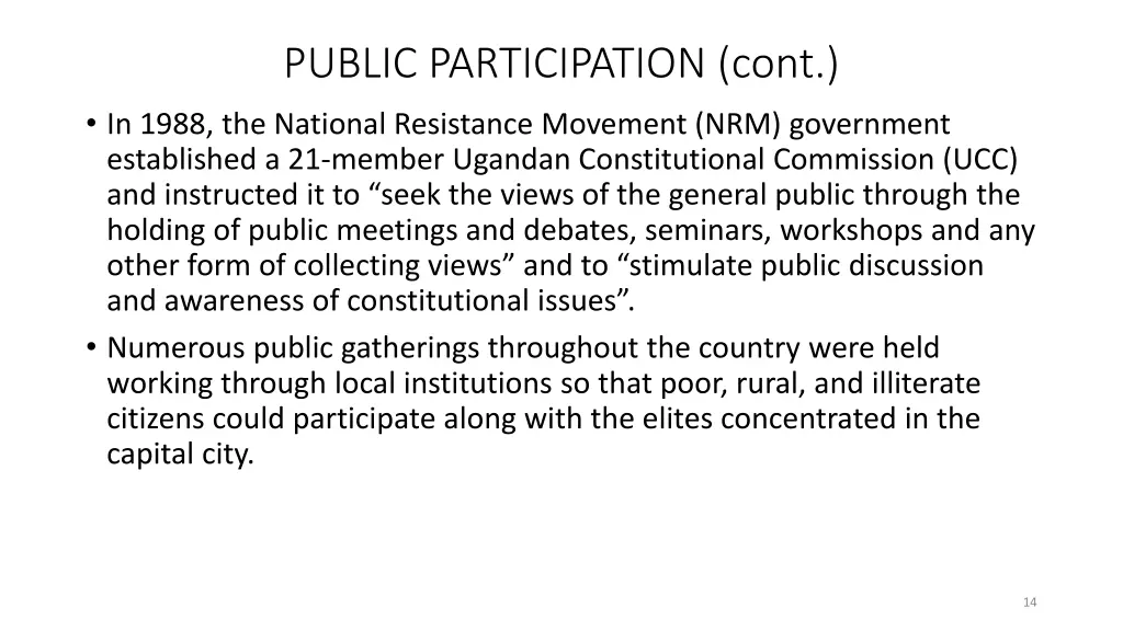 public participation cont in 1988 the national