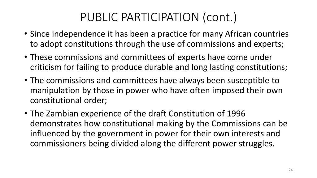 public participation cont since independence