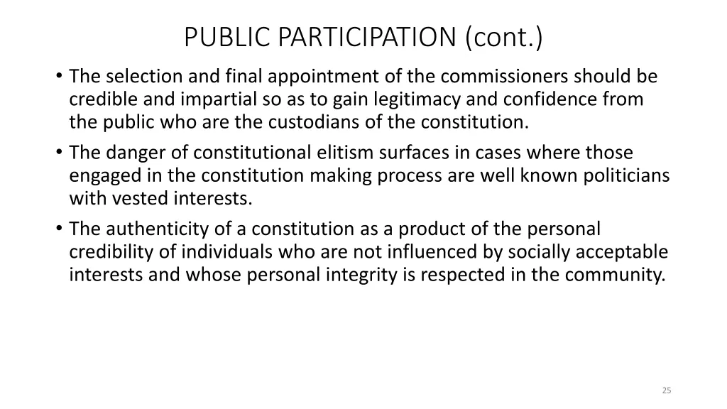 public participation cont the selection and final