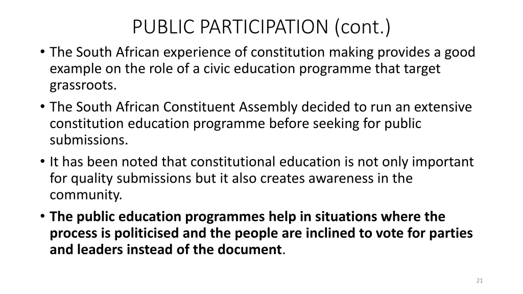 public participation cont the south african