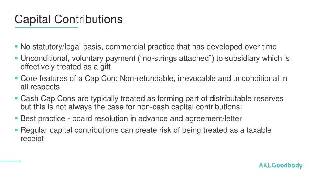 capital contributions