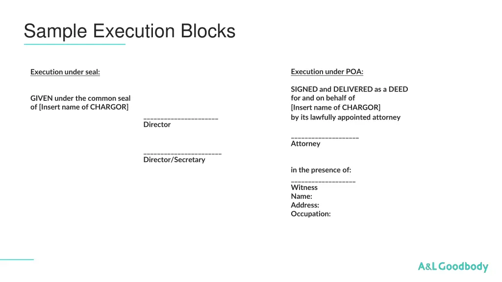 sample execution blocks