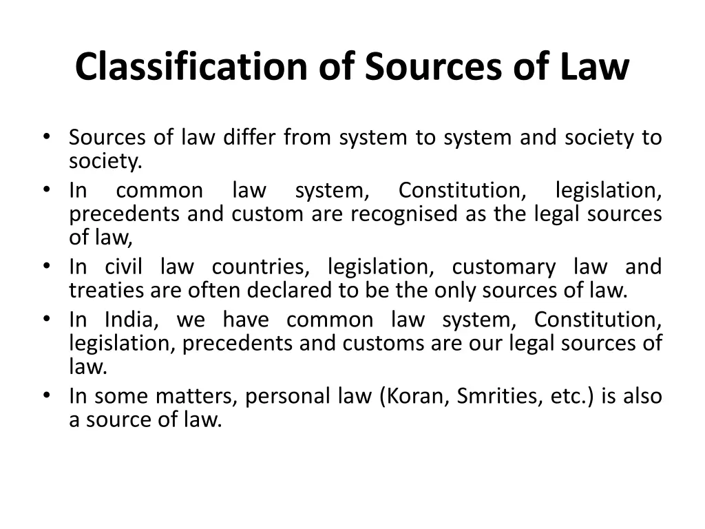 classification of sources of law 2