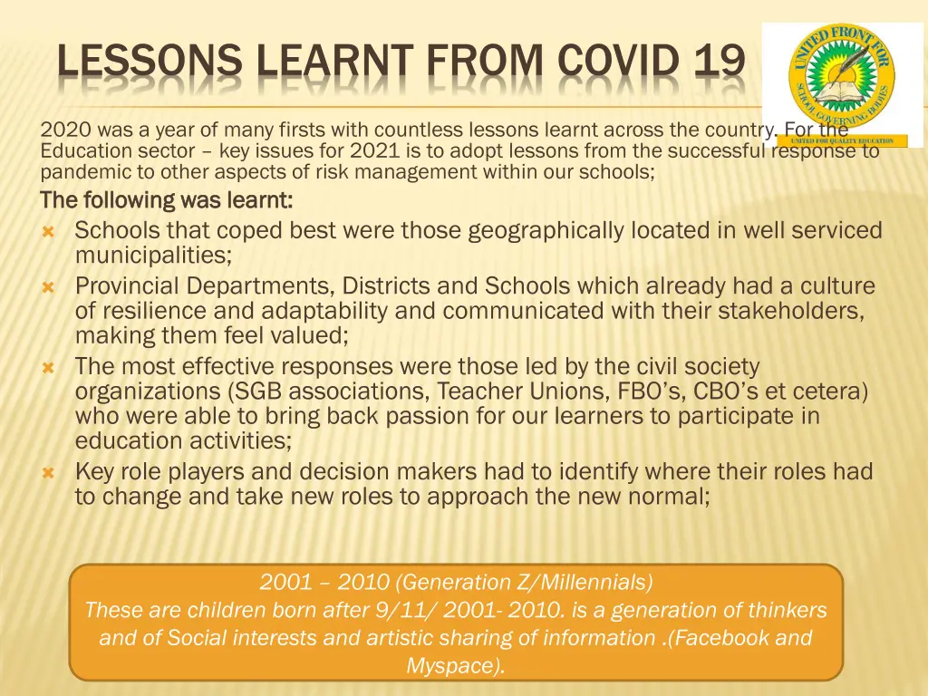 lessons learnt from covid 19