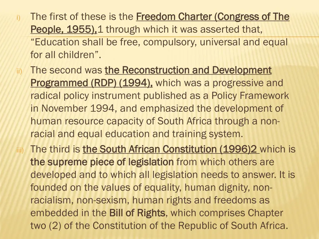 the first of these is the freedom charter