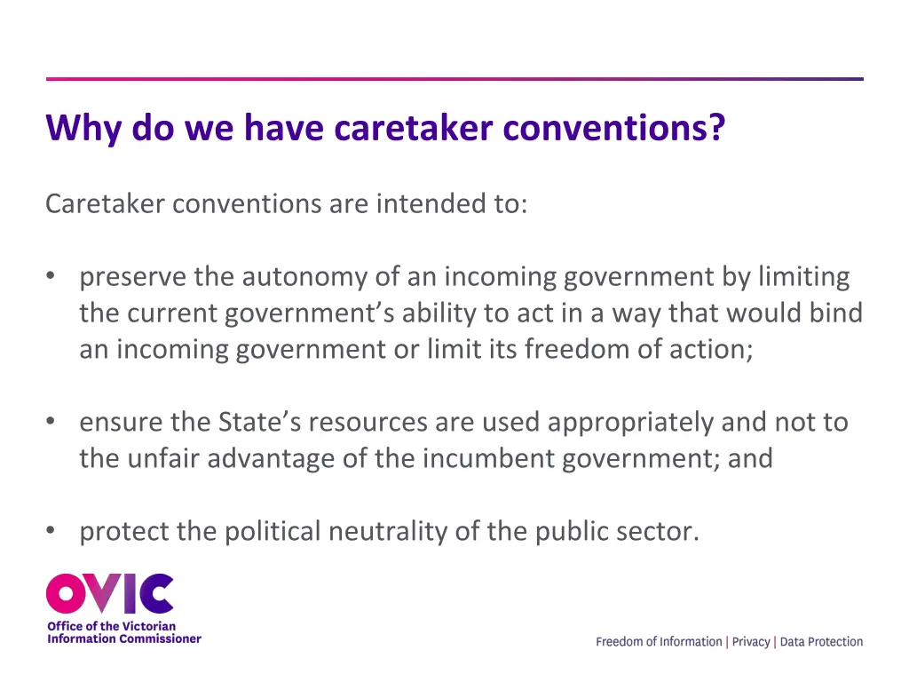 why do we have caretaker conventions