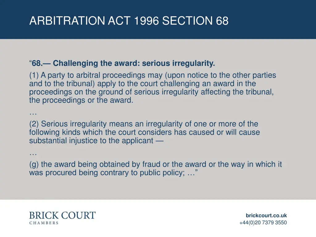 arbitration act 1996 section 68