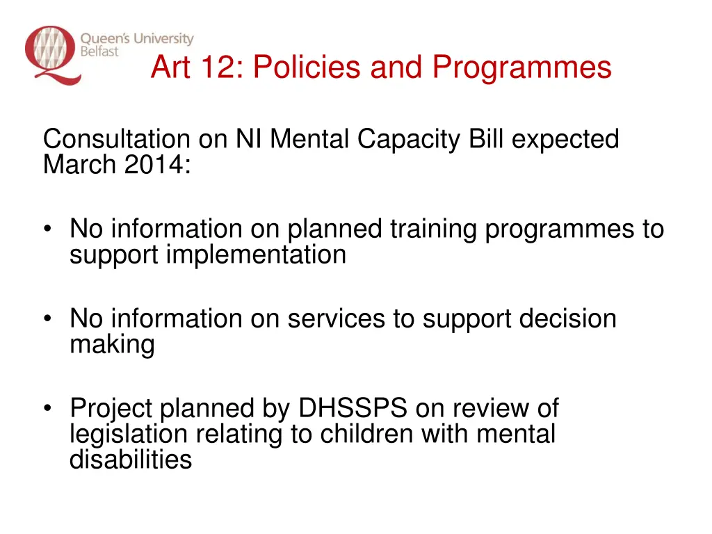 art 12 policies and programmes