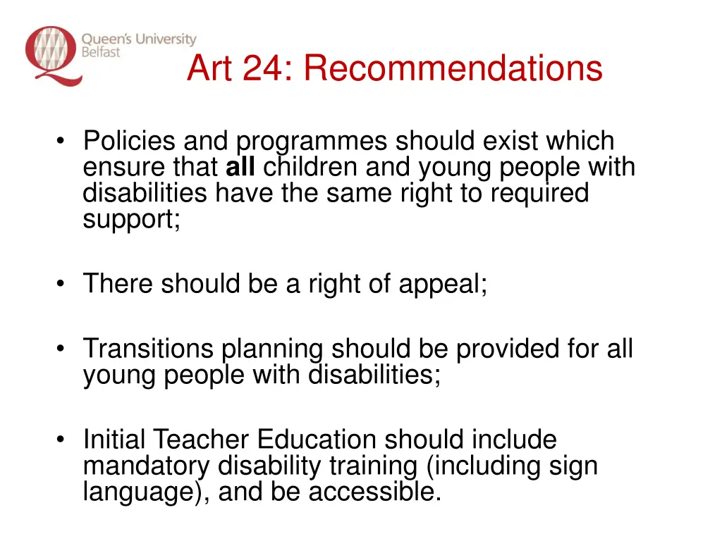 art 24 recommendations