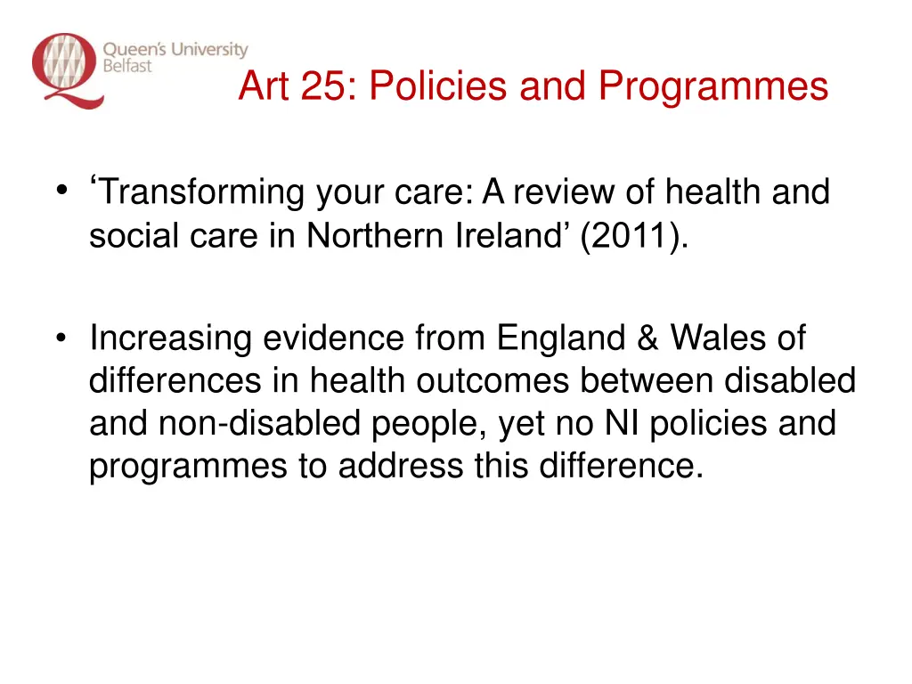 art 25 policies and programmes