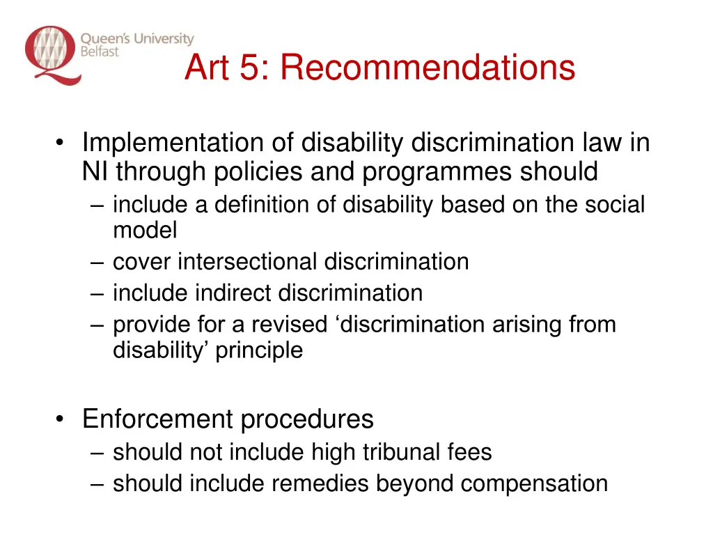 art 5 recommendations