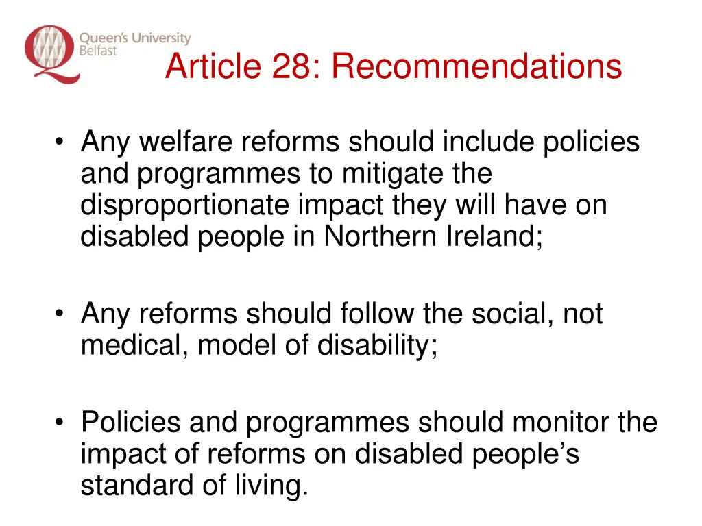 article 28 recommendations